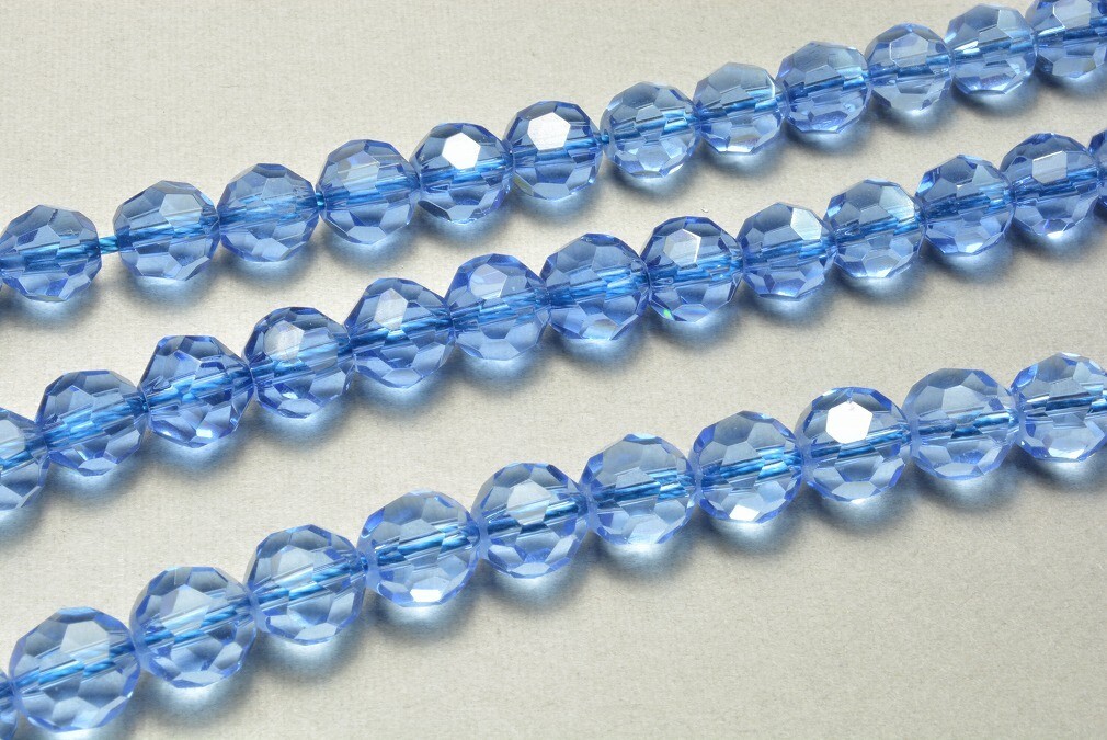 ガラスビーズ 64面カット クリアブルー 8mm 50粒 ビーズクラブ拍卖