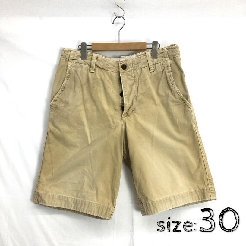 KZ6025★Abercrombie&Fitch : ヴィンテージ加工 カーゴショーツ★30★ベージュ アバクロ ショートパンツ拍卖