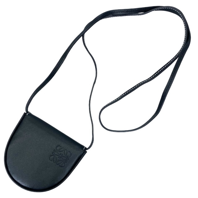 LOEWE ロエベ ポーチ スモール ヒールポーチ 肩掛け 斜め掛け コインケース 小銭入れ アナグラム レザー ブラック 黒拍卖