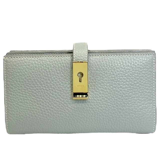 【美品】BALLY バリー Amber 財布 二つ折り財布 折り財布 フラグメントケース コンパクトウォレット ロゴ レザー グレー系拍卖