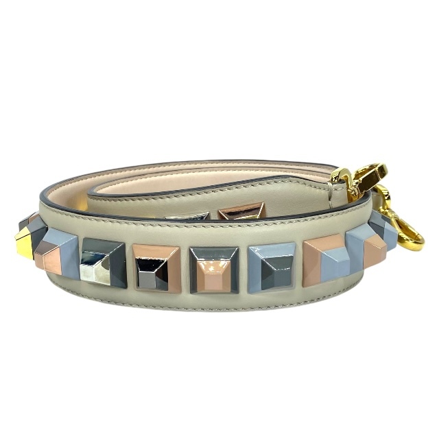 FENDI フェンディ ストラップユー ショルダーストラップ アクセサリー 小物 レザー スタッズ ピンクベージュ マルチ拍卖