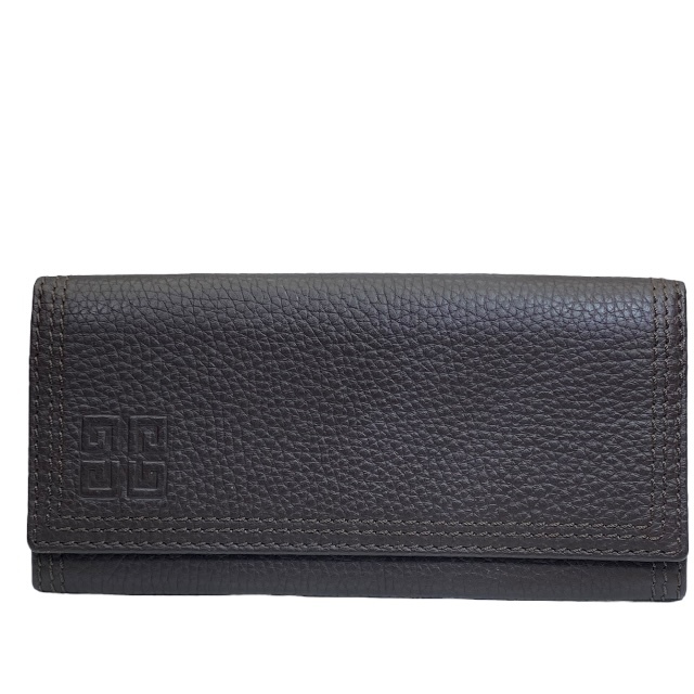 GIVENCHY ジバンシー 財布 長財布 ロングウォレット 二つ折り財布 折り財布 ロゴ レザー ブラウン拍卖