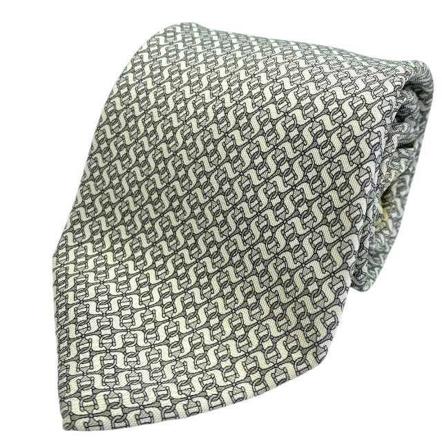 GUCCI グッチ ネクタイ ループタイ ホースビット柄 アクセサリー 小物 総柄 シルク アイボリー系拍卖