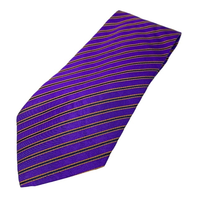ETRO エトロ ネクタイ アクセサリー 小物 総柄 ストライプ シルク パープル マルチカラ?拍卖