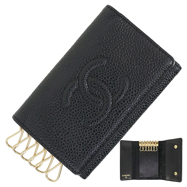 シャネル キーケース 6連 ココマーク キャビアスキン レディース A13502 ブラック h-l112拍卖