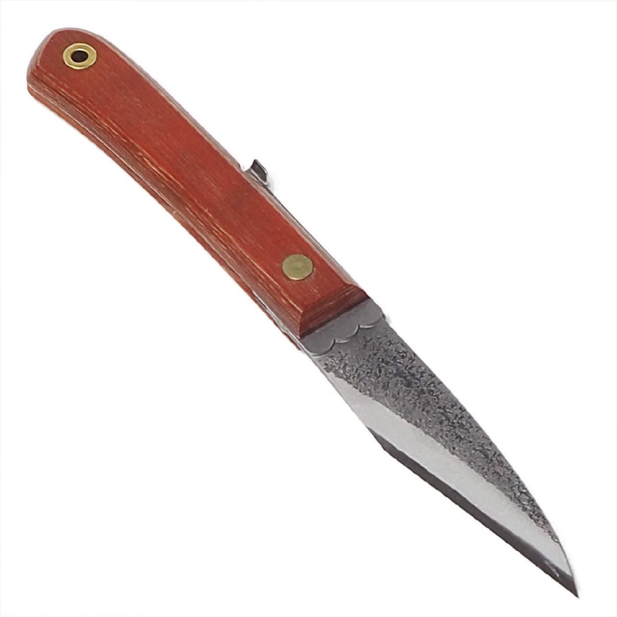 折りたたみ小刀 鎚目仕上げ 片刃 白鋼 木工 竹細工 家庭園芸 日曜大工 接ぎ木 アウトドア 日本製拍卖