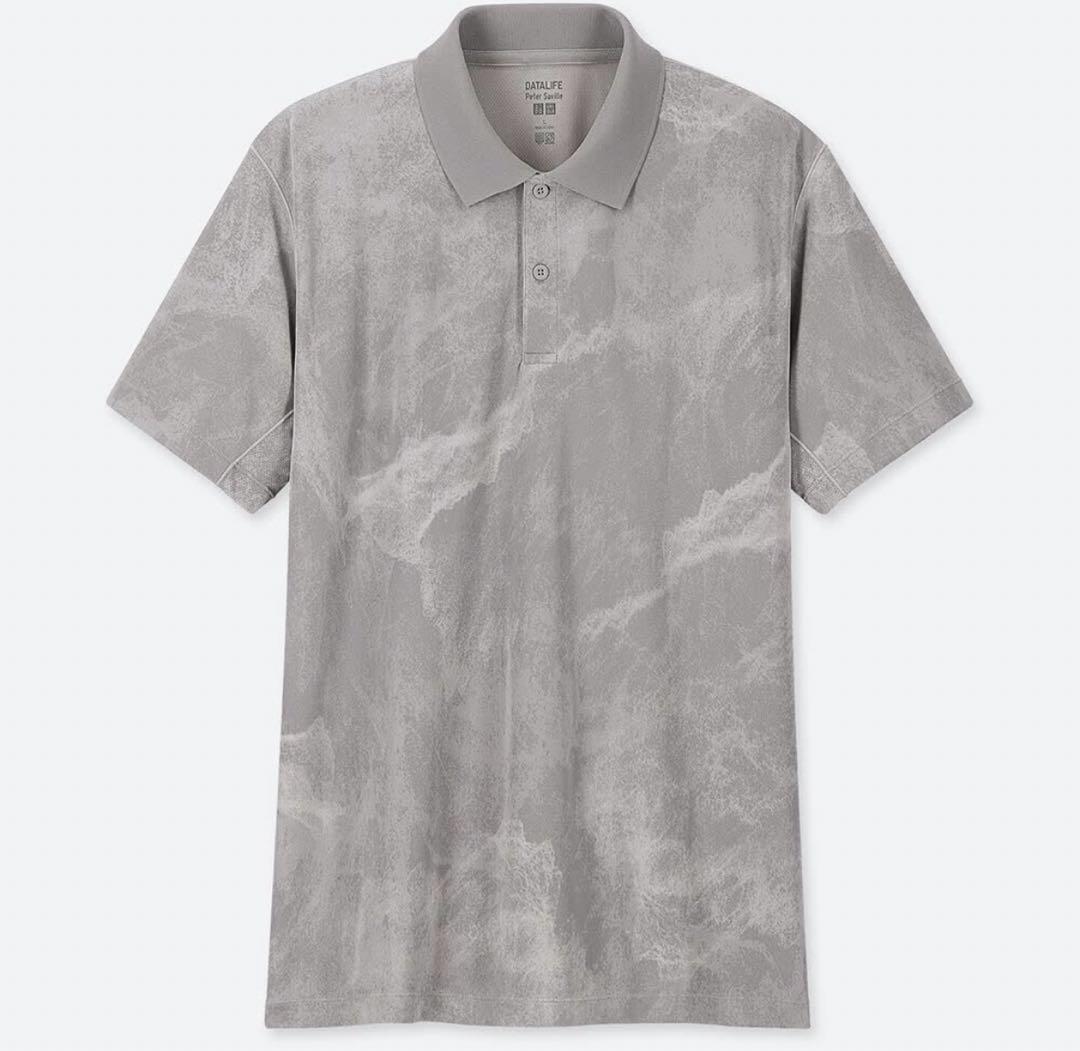ドライEX プリント ポロシャツ 半袖 ピーター サヴィル Peter Saville グレー M ユニクロ UNIQLO MB 418901拍卖