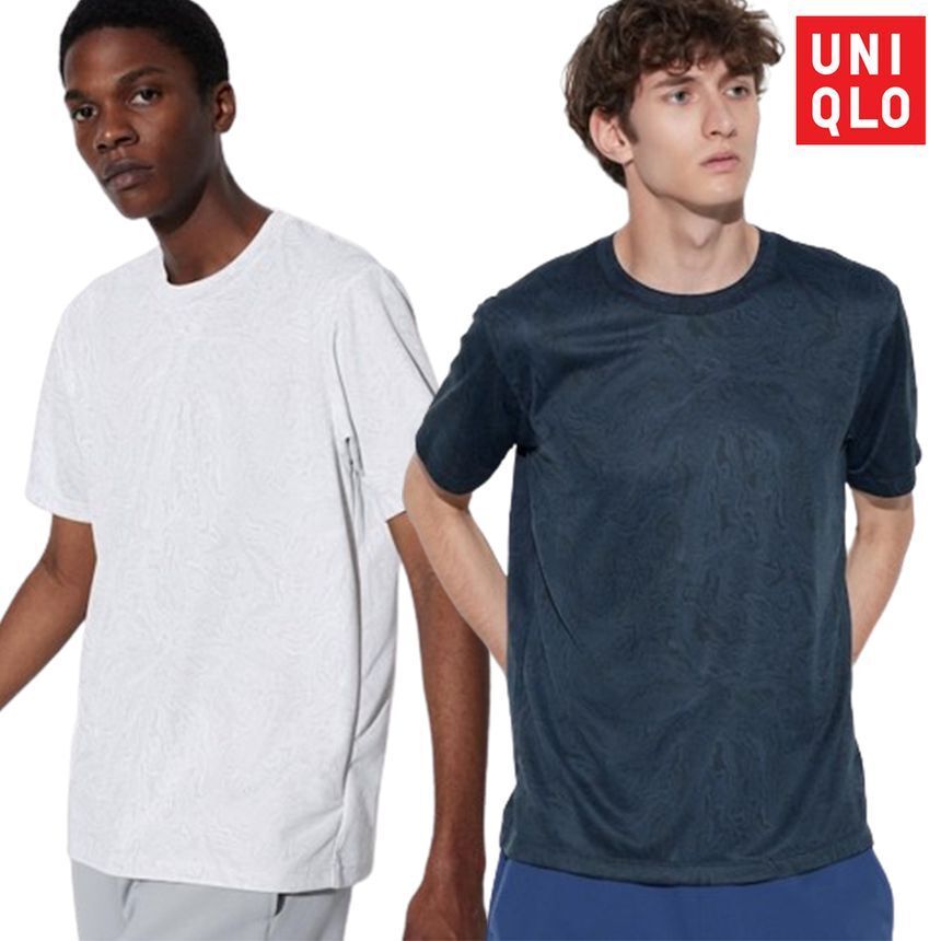 UNIQLO ユニクロ ドライEX クルーネックTシャツ プリント グレー M サイズ 467543 L ドライ DRY EX拍卖