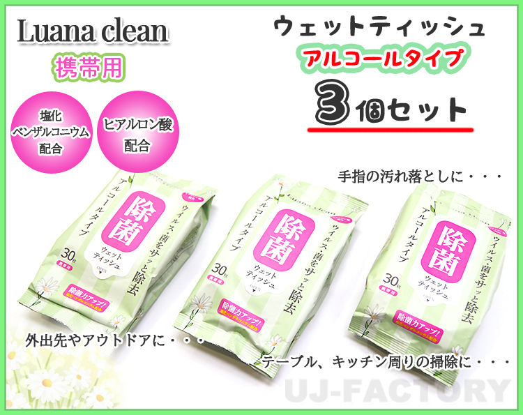 【今なら即納!】 ★アルコール除菌・除菌シート/ウェットティッシュ/携帯用サイズの30枚入×3個セット★150mm×200mm サッと拭くだけ!拍卖