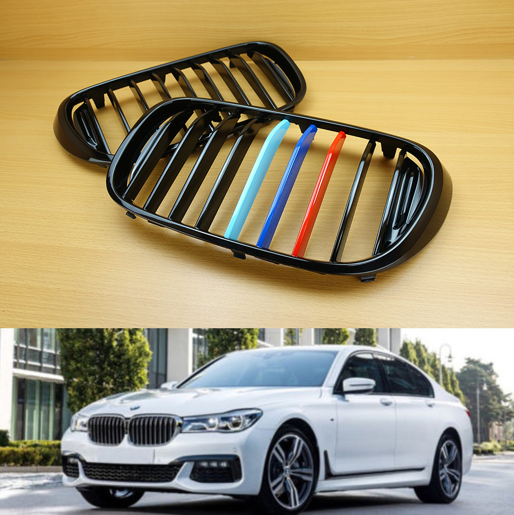 最上級品質▲BMW 7シリーズ G11 G12 前期 フロントグリル シングルバー 光沢黒+Mの3色カラー セット ABS製 2016-2018 前期専用拍卖