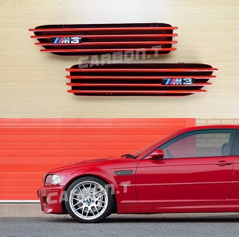 最上級品質▲BMW 3シリーズ E46 M3専用 クーペ サイドマーカー フェンダー メタルレッド 塗装 セット ABS製 2001-2006拍卖