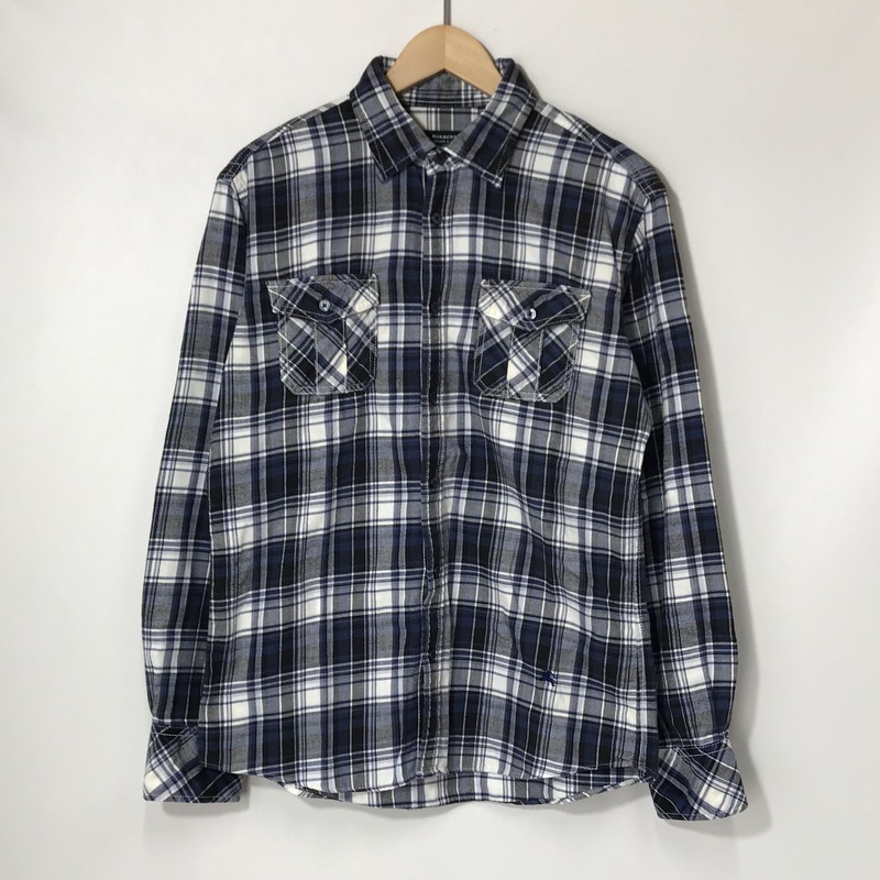 BURBERRY BLACK LABEL BMW21-108-28 2 チェックシャツ 長袖 ボタンダウンシャツ カジュアル M相当 ブラックレーベル トップス A4288◆拍卖