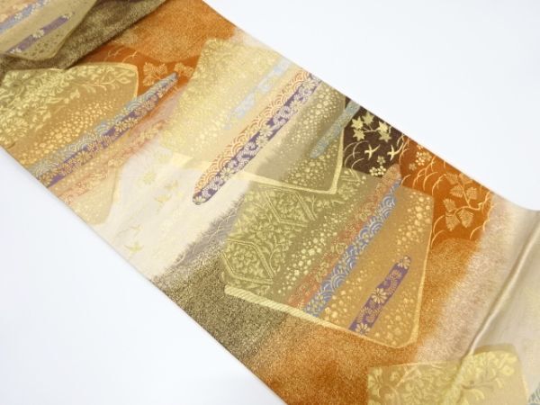 ys7155675; 宗sou 色紙に花・古典柄織り出し袋帯【着】拍卖