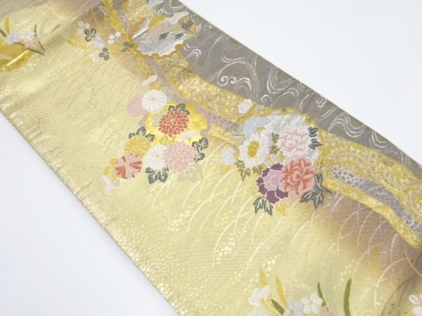 ys7165205; 宗sou 雪輪に菊・牡丹・秋草模様織り出し袋帯【着】拍卖