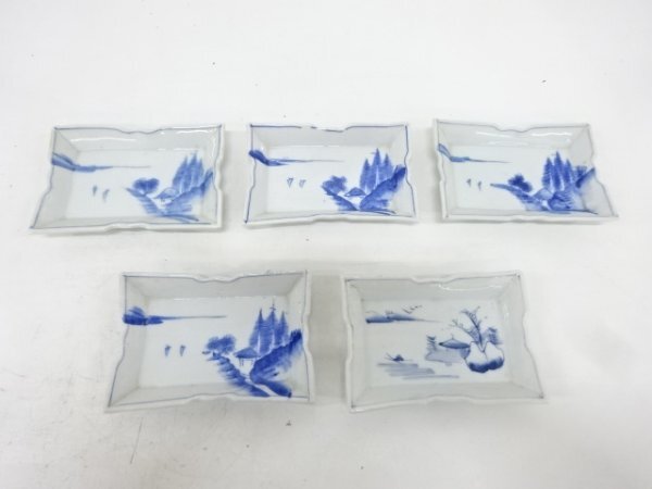 ys7178581; 宗sou 染付 舟山水刺身皿5客セット【道】拍卖