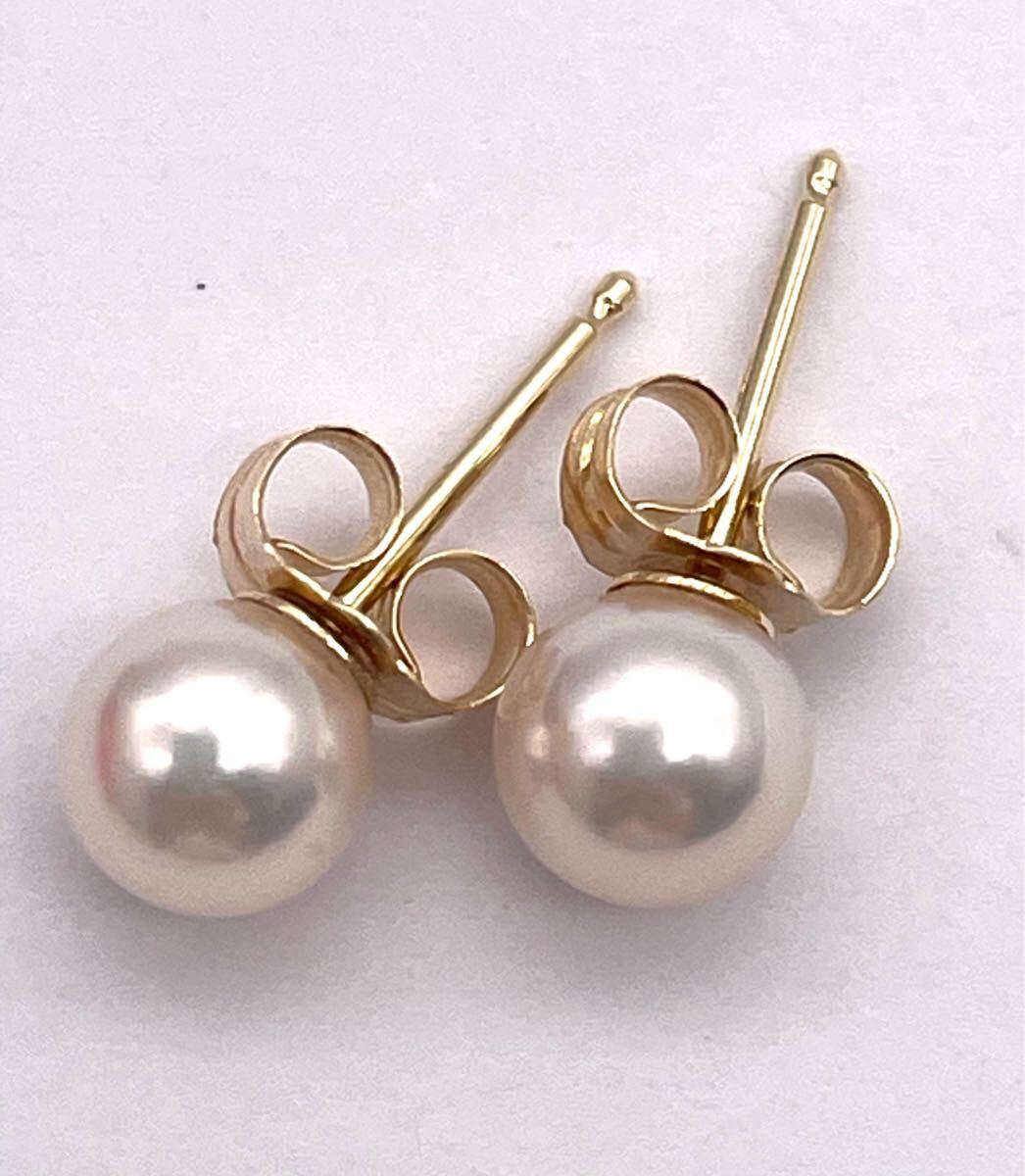 ∞刻印 K14YG 14K 585 アコヤパールピアス 5.67/5.75mm 拍卖