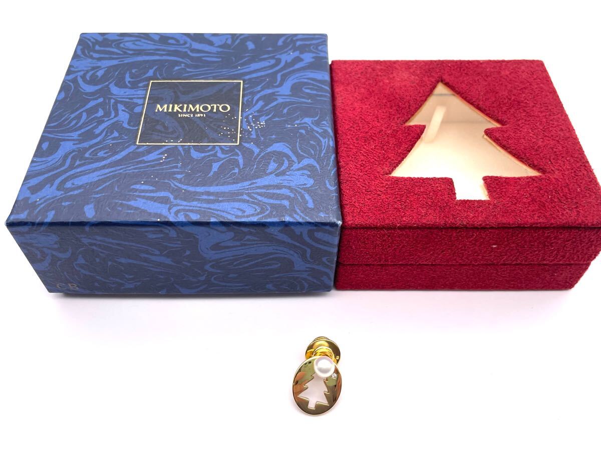 ミキモト MIKIMOTO K18YG パール ダイヤ ピンブローチ クリスマスツリー拍卖
