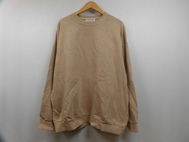 RODEO CROWNS ロデオクラウンズ スウェット トレーナー 長袖 トップス 丸首 無地 シンプル 裾リブ 袖リブ ベージュ フリーサイズ拍卖