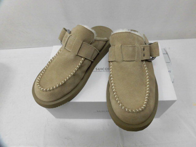 新品 定価25,300円 SUICOKE スイコック OG-324Mab/Lemi-Mab レザー ムートン サンダル 牛革 裏ボア ファー シューズ ベージュ US9 / 27cm拍卖
