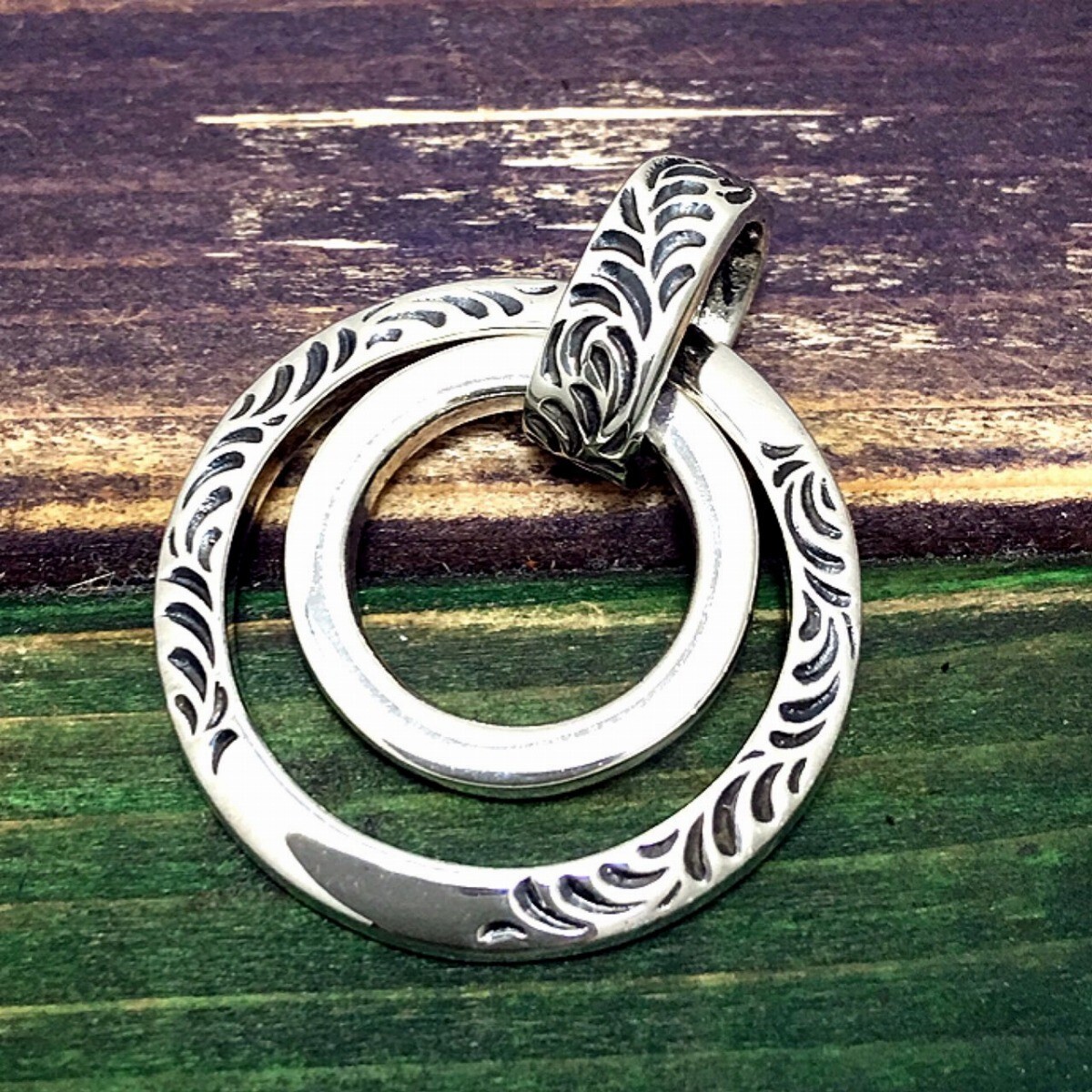 閉店処分唐草ダブルサークル★純銀本物シルバー925ネックレストップ拍卖