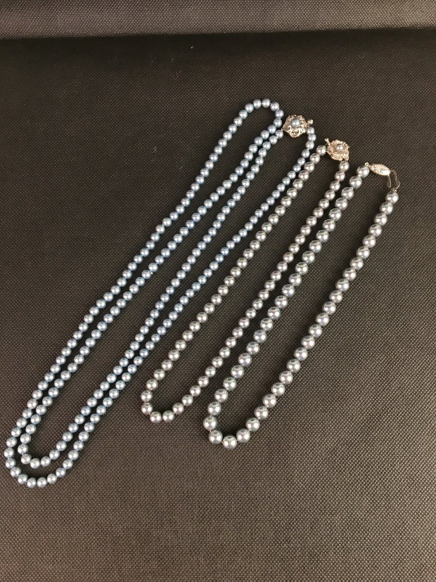 A12035◇パール 真珠 ネックレス 3本セット アクセサリー silver シルバー 刻印あり 冠婚葬祭【中古】241017拍卖