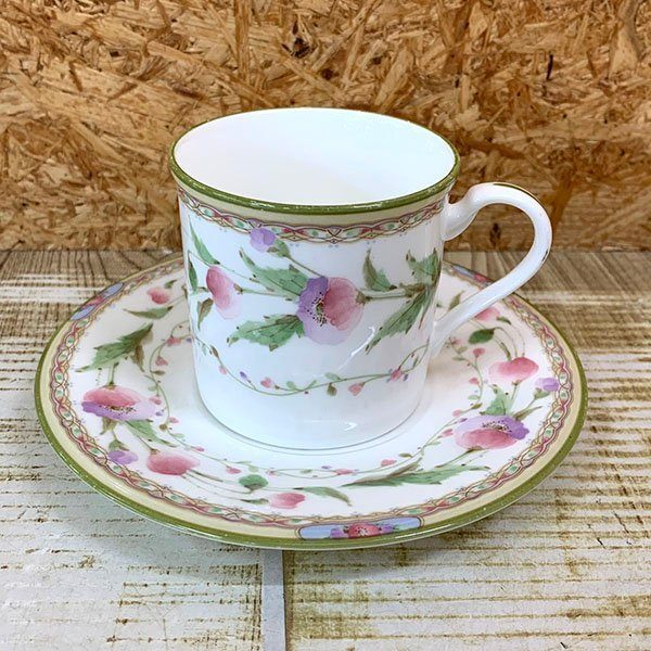送料無料◆ノリタケ BONE CHINA FAIRFIELD フェアフィールド デミタスカップ&ソーサー ポピー小花柄 中古品拍卖