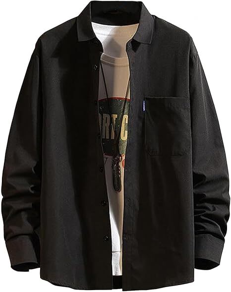 シャツ メンズ 長袖 秋 カジュアル ビジネス ゆったり 無地 M拍卖