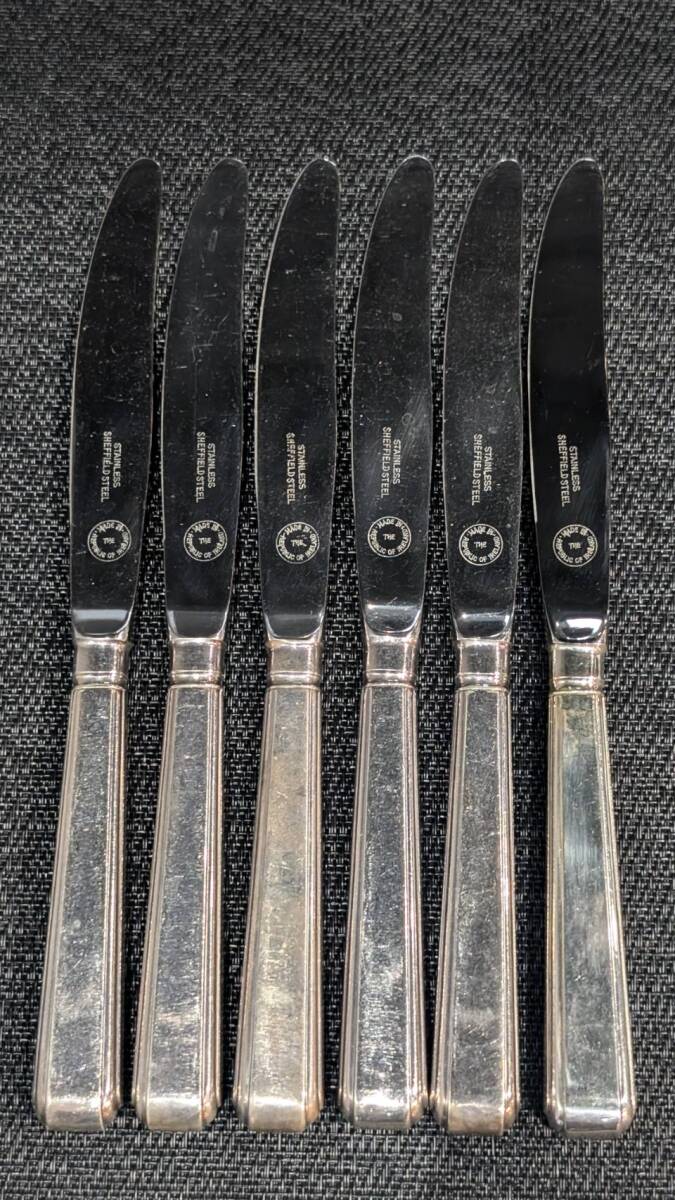● Stainless Sheffield steel ナイフ ビンテージ ヴィンテージ ≒21㎝ 6本 カトラリー カラトリー拍卖