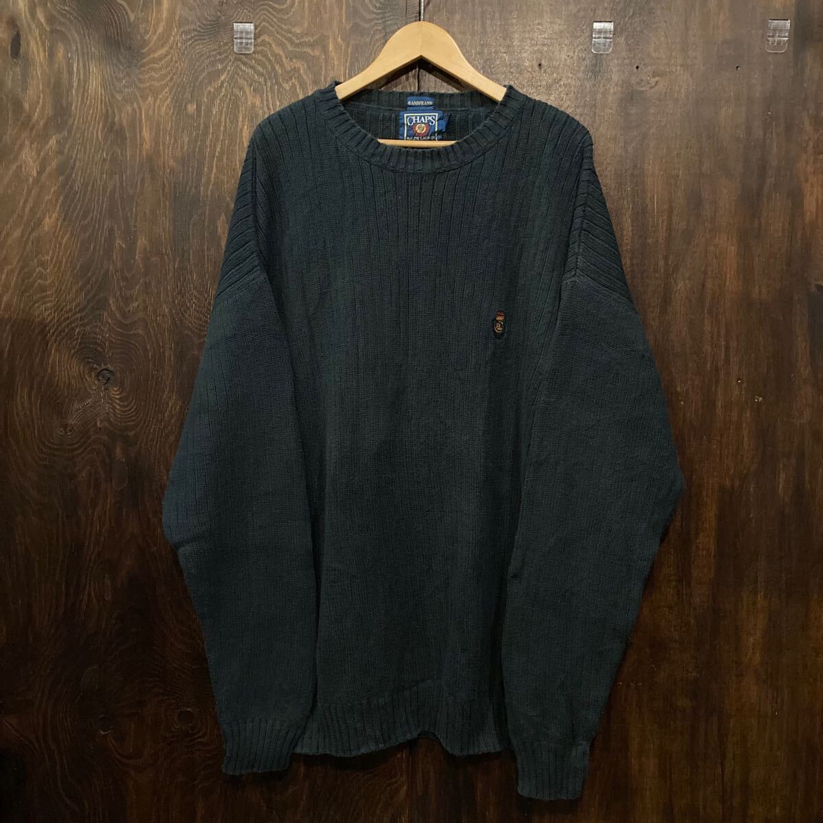 CHAPS RALPH LAUREN ニット コットンニット 紺 80年代 ビンテージ ビッグサイズ XXL USA古着拍卖