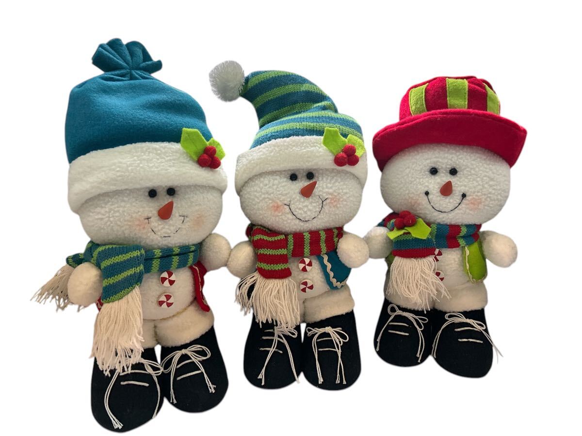 SNOWMAN スノーマン クリスマス インテリア 雪だるま ぬいぐるみ 人形 マスコット Christmas 飾り 3体セット まとめうり(1030c21)拍卖