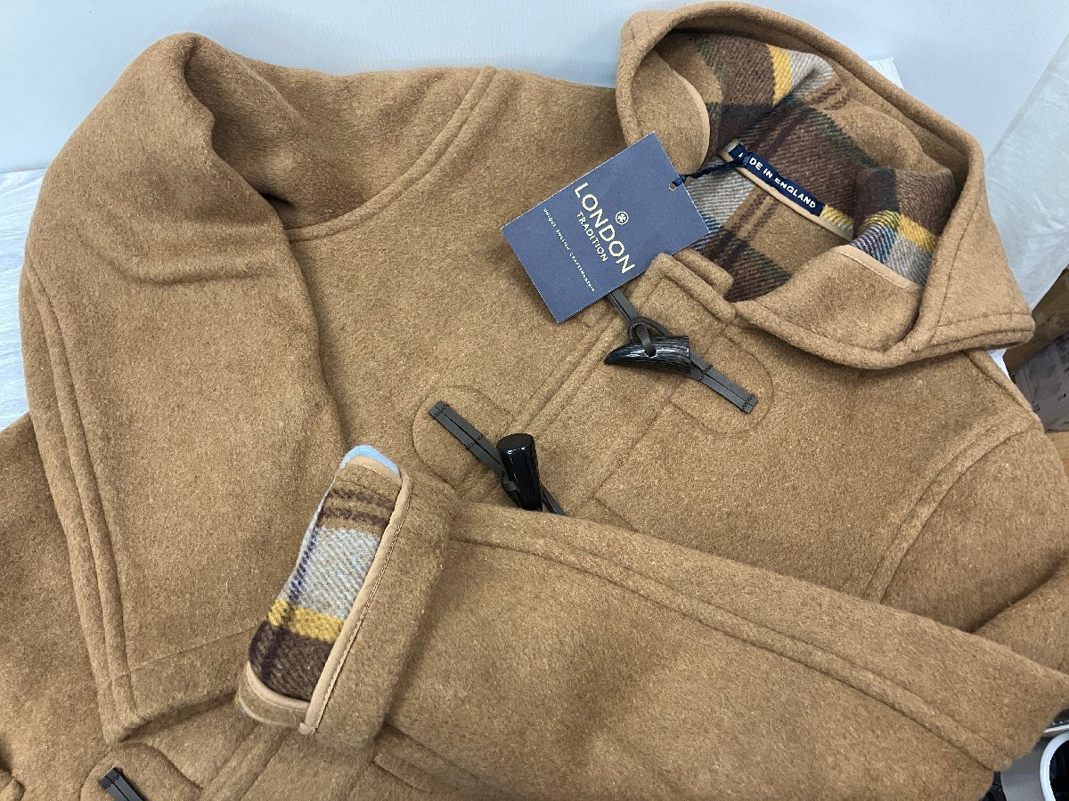 ★送料割引!ダッフルコート ブルゾンパーカ ダブルフェイスメルトン 38表示 M相当 キャメル 英国製 LONDON Tradition★未使用格安!拍卖