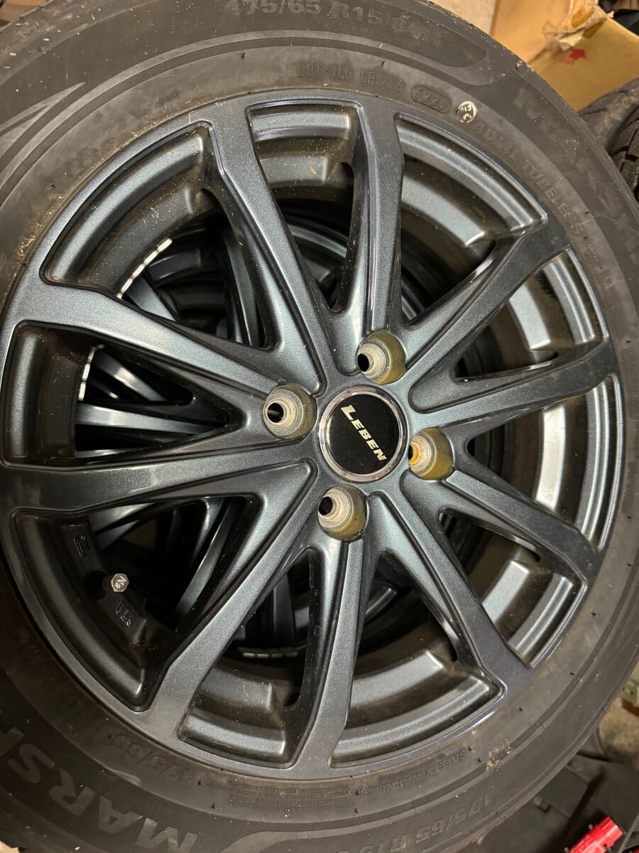 4本セット アルミホイール タイヤホイールセット アクア カローラフィールダー フィット タイヤ9部山以上拍卖