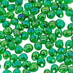 ドロップビーズ 3.4×4mm エメラルドAB エメラルドオーロラ拍卖