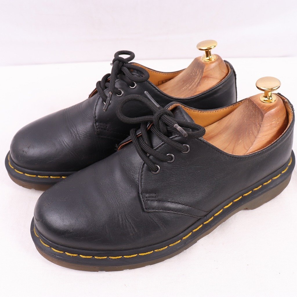 ドクターマーチン UK5/23.5cm-24.0cm/3ホール 黒 ブラック ブーツ レディース レザー 本革 dr.martens 中古 古着 dm4063拍卖