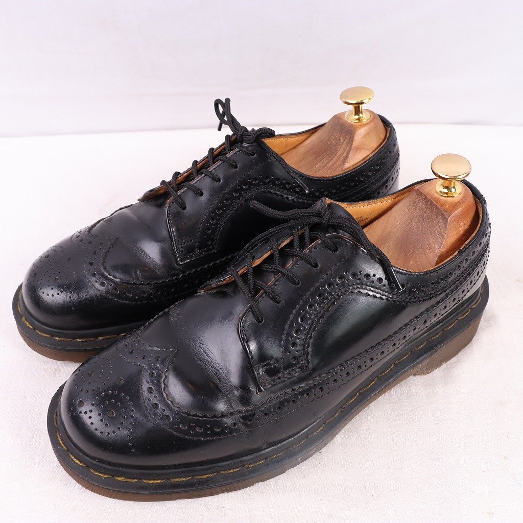 ドクターマーチン UK7/25.5cm-26.0cm/5ホール ウィングチップ ブラック 黒 ブーツ メンズ レディース dr.martens 中古 古着 dm4077拍卖