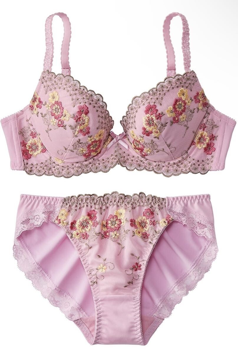新品★トリンプ ピンクフラワーブーケ 3/4ブラジャー&ショーツ★C65・M拍卖