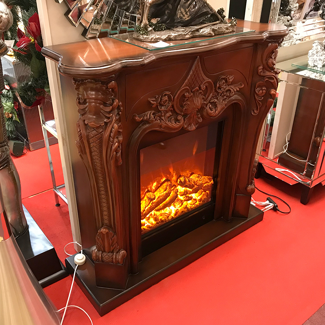 マントルピース(フェイクファイヤー付) ブラウン メーカー直送商品 送料無料(一部地域をのぞきます。) 設置込拍卖