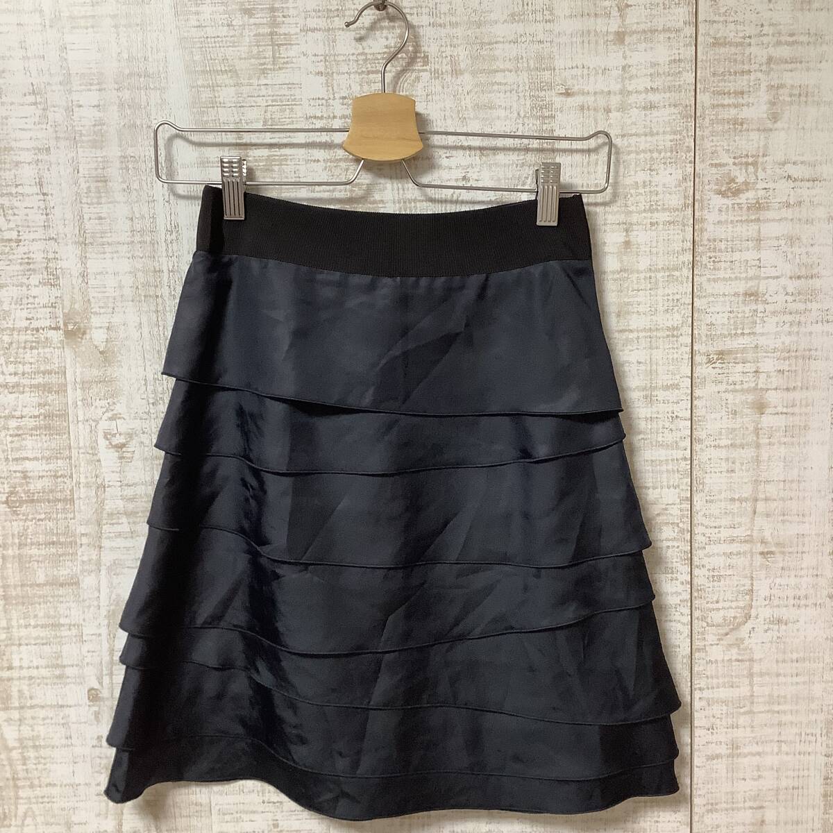 M32◇ef-de|エフデ スカート ティアード ネイビー サイズ7拍卖