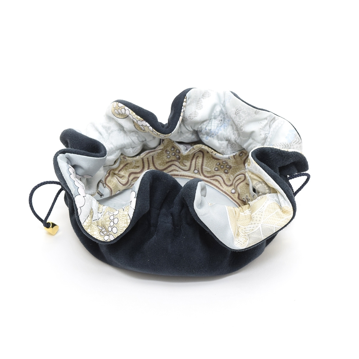 ■478727 HERMES エルメス ●ジュエリーケース巾着ポーチ ブルスタビジュー スウェードレザー シルク レディース ネイビー他拍卖