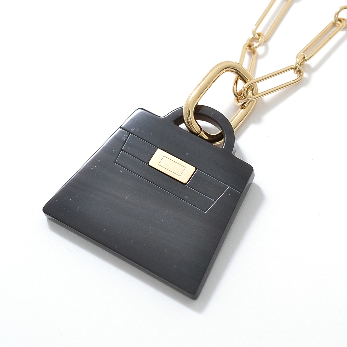 ■440340 新品同様 HERMES エルメス ペンダントネックレス アミュレット マロキニエGM ケリーモチーフ レディース ブラック ゴールド拍卖