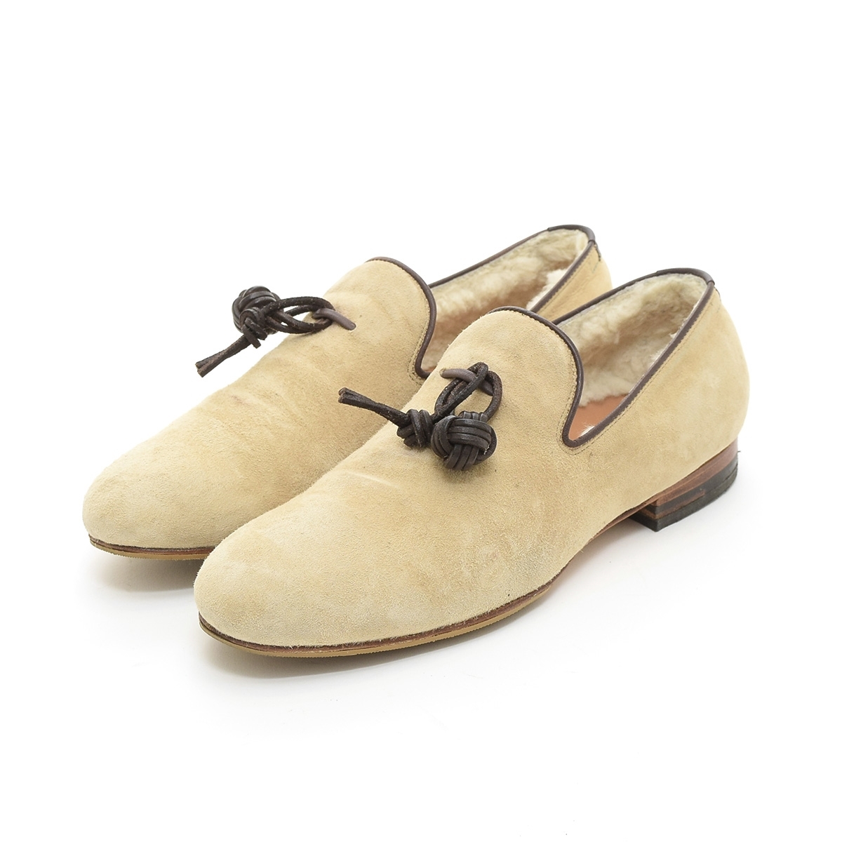 〇501357 POLPETTA ポルペッタ ○MOUTON スリッポン サイズ40.5/25~25.5cm スウェード メンズ ベージュ拍卖