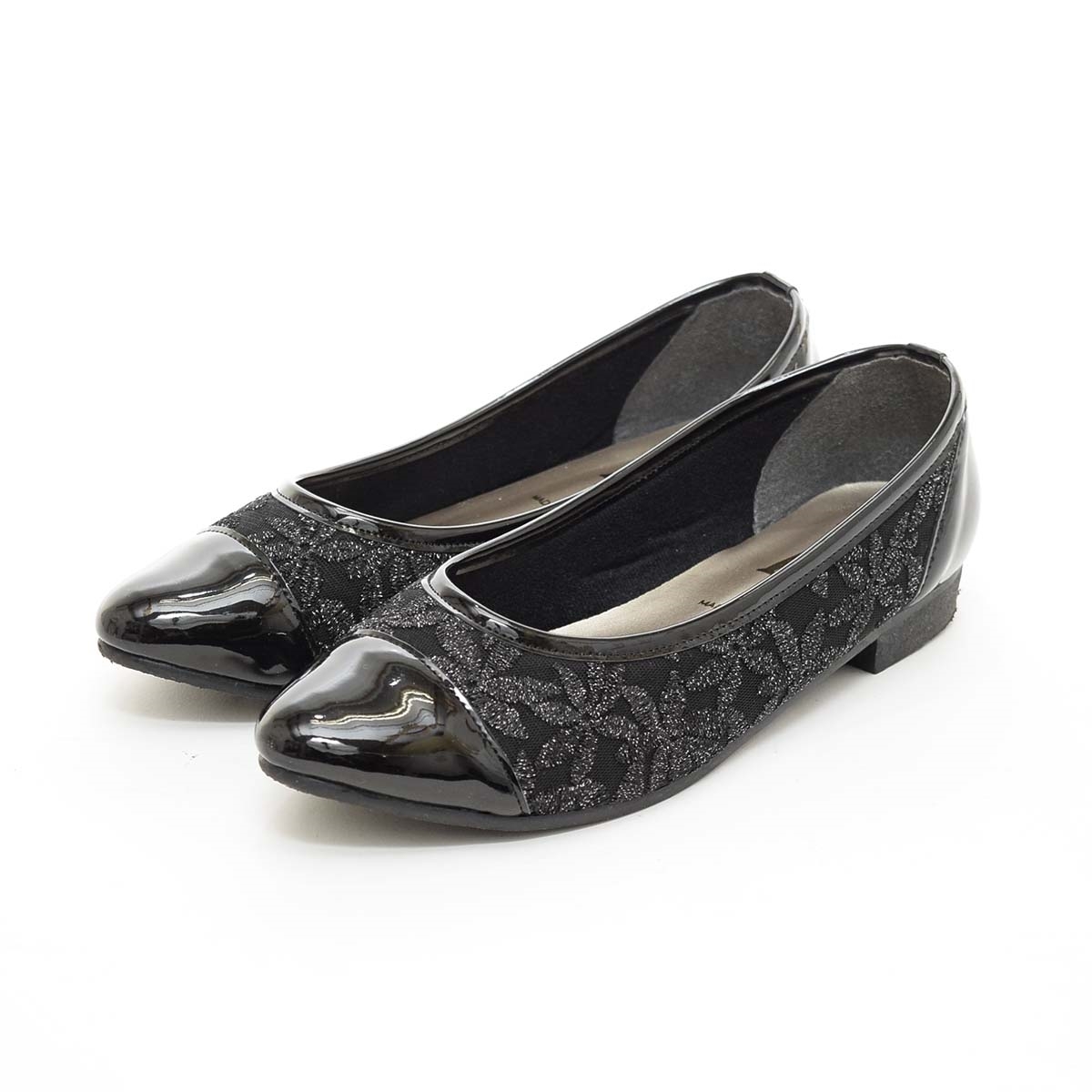 □512231 Amuel アミュエル ○パンプス ACレースエナメルシューズ サイズ23.5cm 3E レディース 日本製 ブラック拍卖