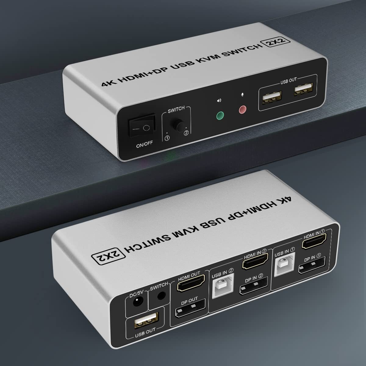 2ポートHDMI + DisplayPort デュアルモニター kvmスイッチ 4K 2モニター 2コンピュータ拍卖