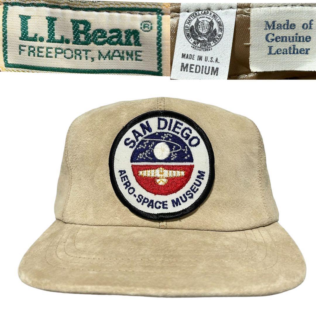 ほぼデッド【80s】米国製 エルエルビーン US航空宇宙博物館 レザーキャップ VINTAGE ヴィンテージ MADE IN USA拍卖