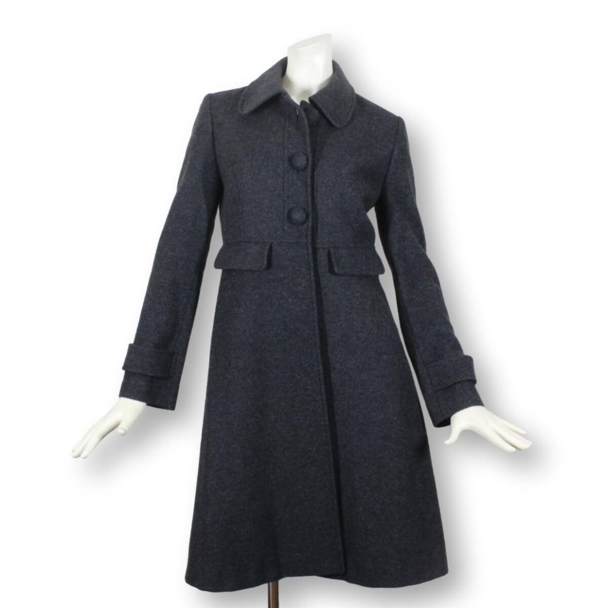 13【極美品】エフデ カシミヤ入りコート 7 ★未使用に近い★ S グレー くるみボタン レディース カシミア10% カシミヤ10% tqe ef-de拍卖