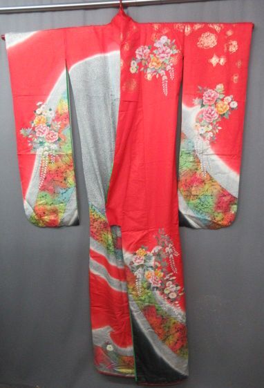 【政】33776 振袖 伊達衿付 牡丹図 打掛 掛下 結婚拍卖