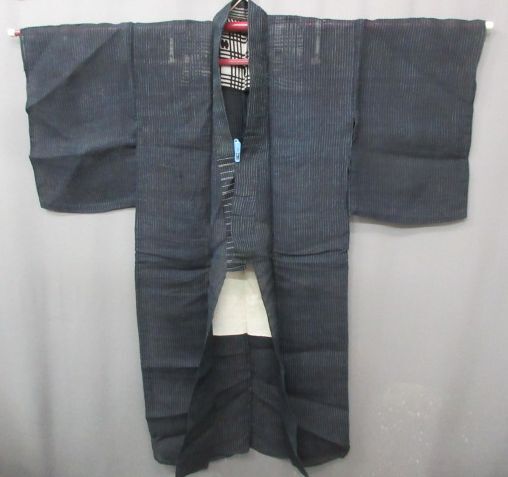 【政】33755 縞 ゴリ麻着物 苧麻 夏季 古着拍卖