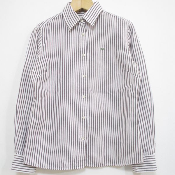 【LACOSTE】ラコステ◆ファブリカ/日本製 ストライプ 長袖シャツ◆レディース/40拍卖