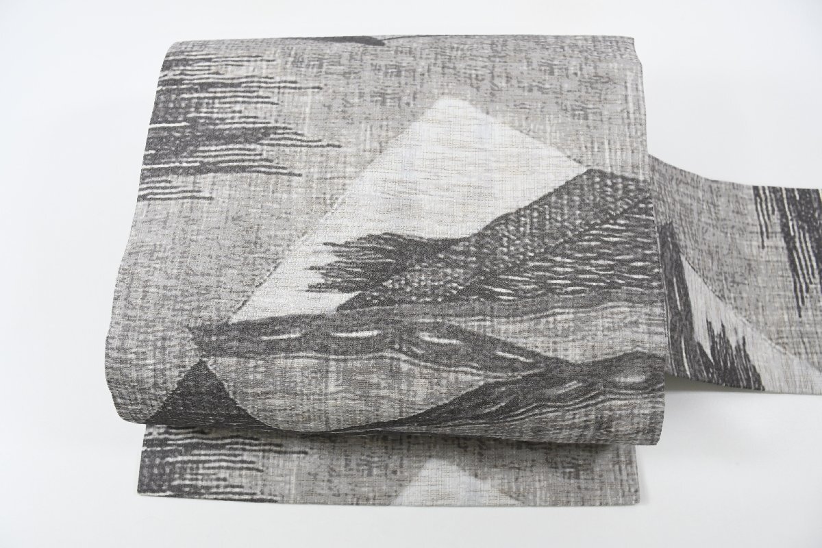 名古屋帯 幾何学模様 化繊 帯丈370cm ★着物屋 ne-12355 桜庭呉服店拍卖