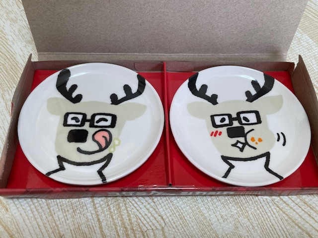 100円~コザラガシカジカ*ダイハツDAIHATSUオリジナル小皿2枚セット!直径10㎝非売品未使用品電子レンジ/オーブン食器洗い不使用しかのこ拍卖